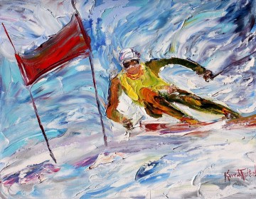 Impressionismus Werke - Skirennfahrer Impressionisten